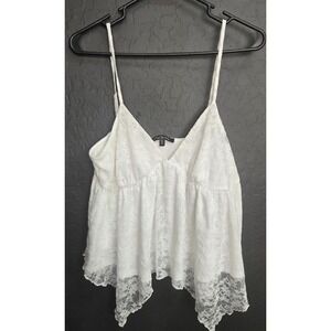 Mixed Threads White Lace Cami Tank Top Babydoll Hanky Hem Camisole Women XL